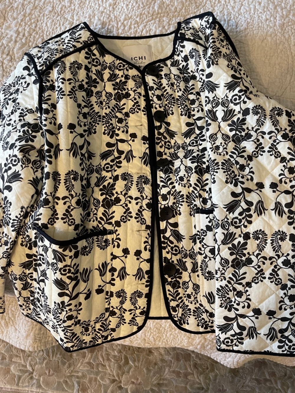 Black & White Quilted Floral Jacket